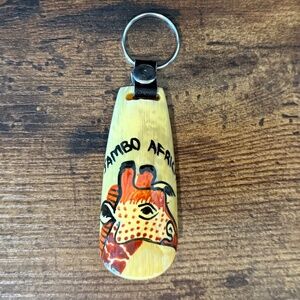 Hand Painted Giraffe Horn Keychain
